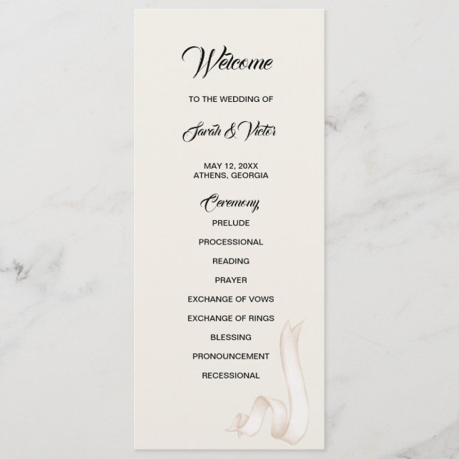 Programa Tie the knot double side program card  (Frente)