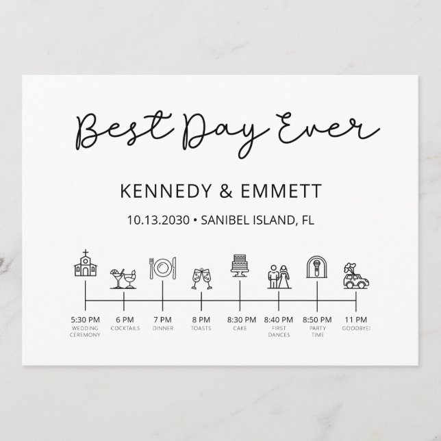 Programa Timeline do Dia do Casamento da Igreja (Frente)