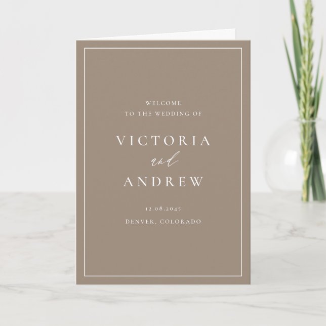 Programa Tipografia Simples Bege Casamento Formal (Frente)