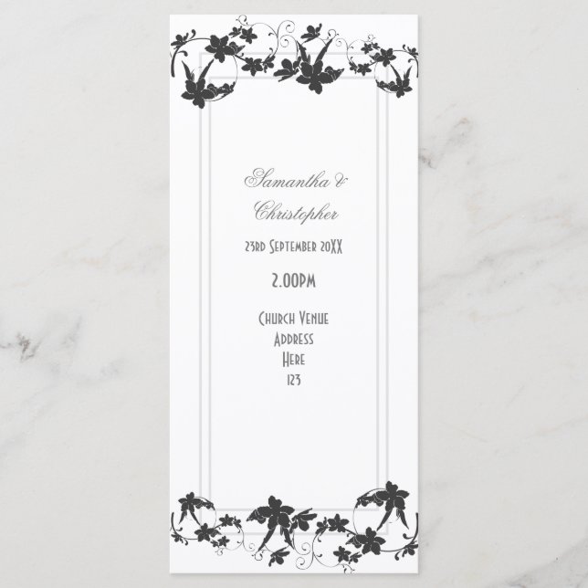 Programa tradicional de casamento da igreja floral (Frente)