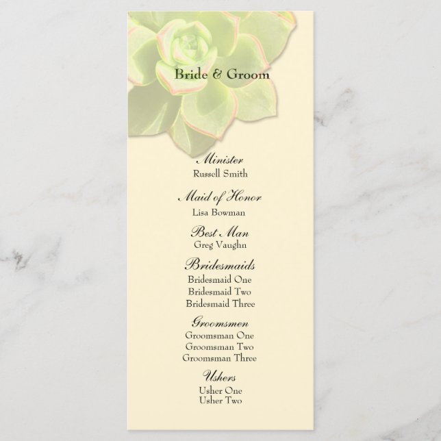 Programa Translúcido de Casamento com Creme (Frente)