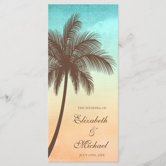 Programa Tropical Beach Palm Tree Weding Program (Frente)