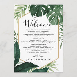 Programa Tropical Monstera Weding Bem-vindo Letra Itinerári