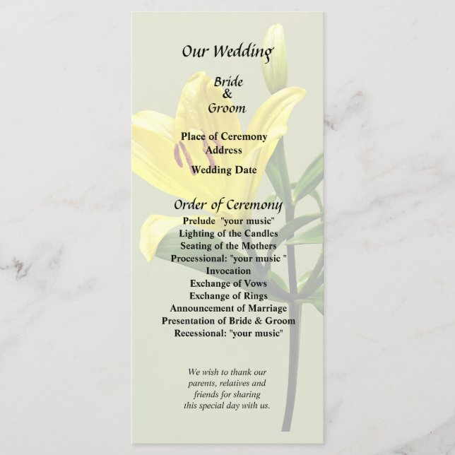 Programa Um Lírio Amarelo (Frente)