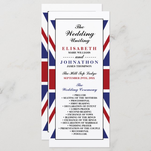 Programa Union Jack Flag British Wedding (Frente/Verso)