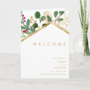 Programa Verde de Natal Moderno Casamento Dobrado Branco