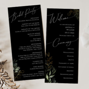 Programa Verde Whimsical e Dourado Casamento Negro