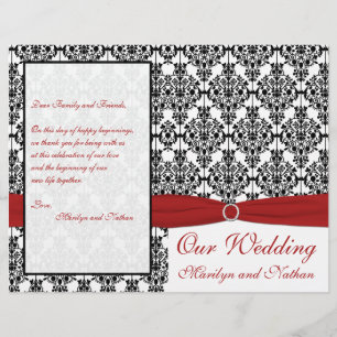 Programa vermelho, branco, e preto do casamento