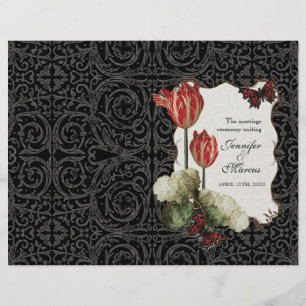 Programa vermelho de creme preto do casamento tema