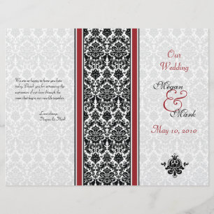 Programa vermelho e preto do casamento tema