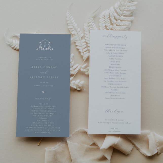 Programa Vinhas eternos Monograma Crest Dusty Blue (Criador carregado)