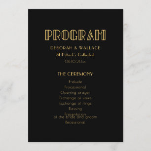 Programa Vintage 1920 art deco simples casamento