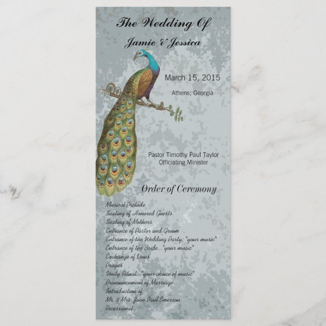 Programa Vintage Bird Wedding Program (Frente)