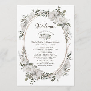 Programa Vintage Cherish White Floral Oval Cerimônia de Cas