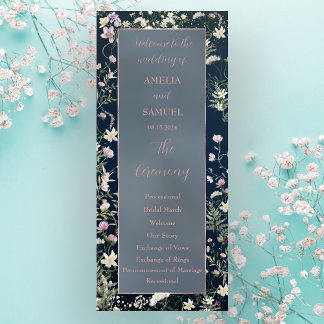 Programa Vintage Elegant Dusty Blue Floral Casamento