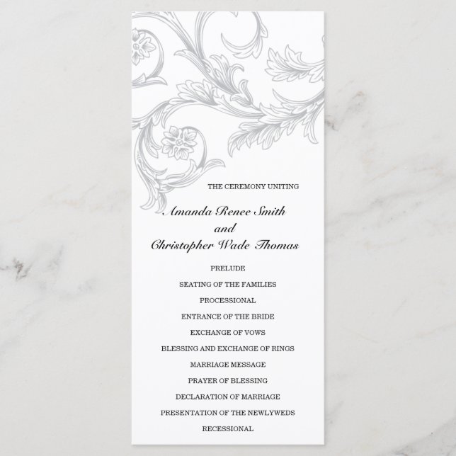 Programa Vintage Filigree Wedding Program (Frente)