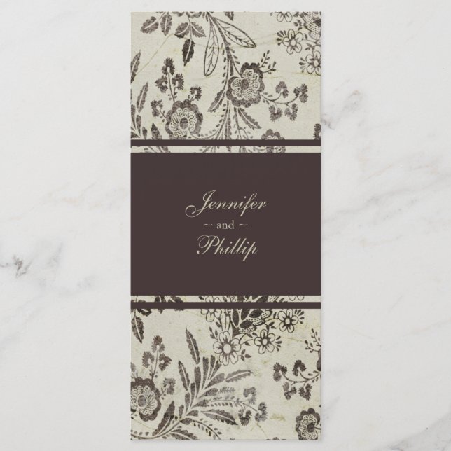 Programa Vintage Floral Cambridge Brown Wedding Program (Frente)