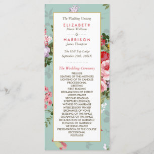 Programa Vintage Floral Garden Botanical Weding Program