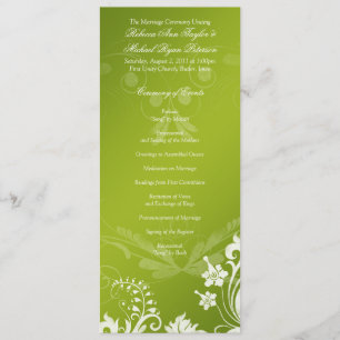Programa Vintage Floral Green and White Weding Program
