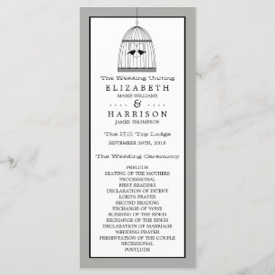 Programa Vintage Heart Birdcage Wedding Program