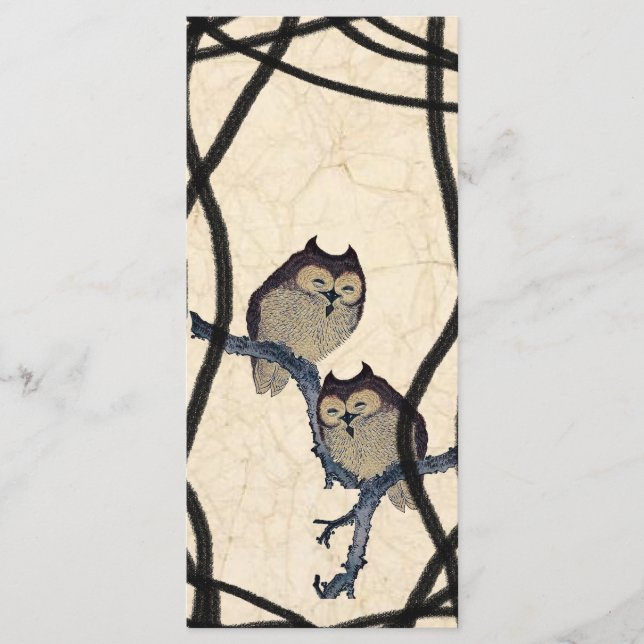 Programa Vintage Japan Owls Wedding Program (Frente)