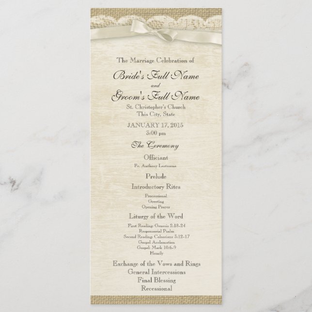 Programa Vintage Lace e Burlap WedProgram (Frente)