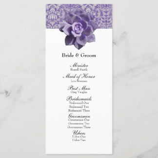 Programa Vintage Lilac Succulent Wedding Program