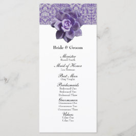 Programa Vintage Lilac Succulent Wedding Program
