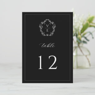 Programa Vintage Monographic Crest Black Wedch Table Number