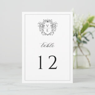 Programa Vintage Monographic Crest Black Wedch Table Number