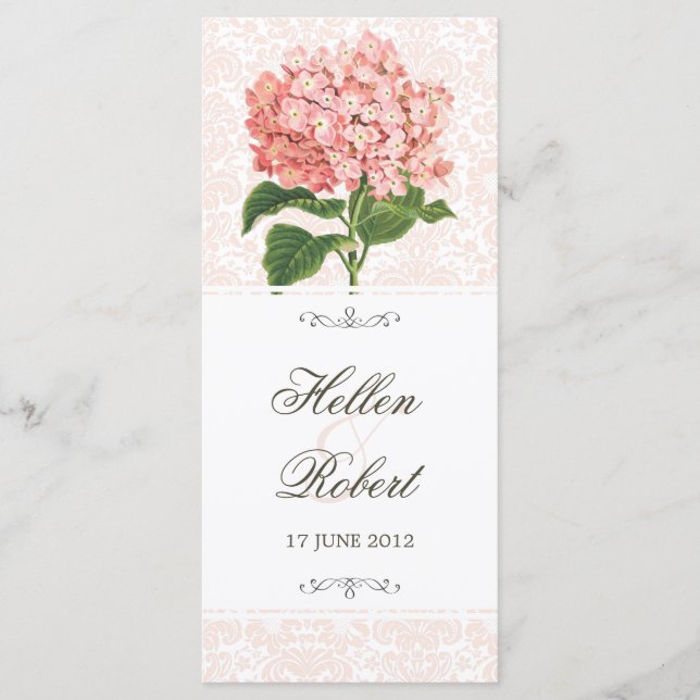 Programa Vintage Pink Hydrangea Ceremony Program (Frente)