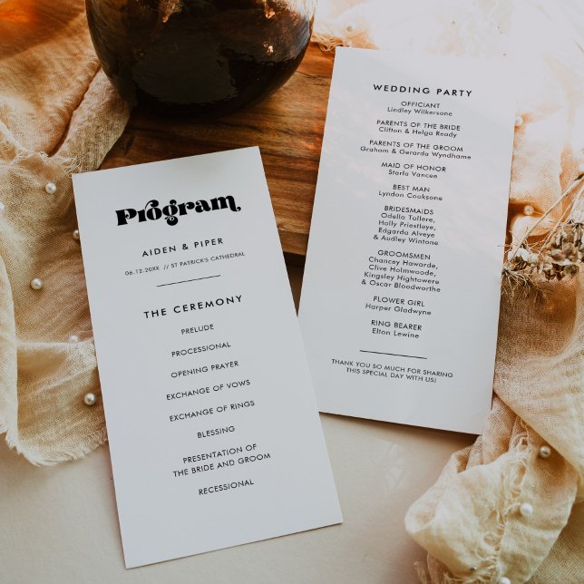 Programa Vintage Retro Script Wedding (Criador carregado)