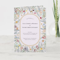 Vintage Wildflower Fern Lavanda Casamento Dobrado