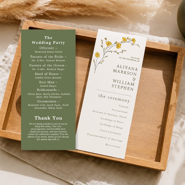 Programa Vintage Yellow Floral Rustic Wedding (Criador carregado)