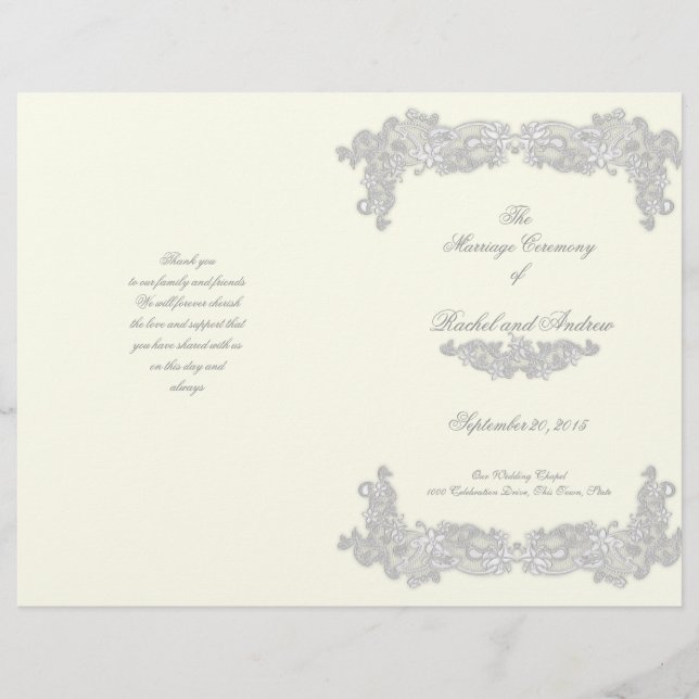 Programa Vitoriano de Casamento de Cinzas Floral (Frente)