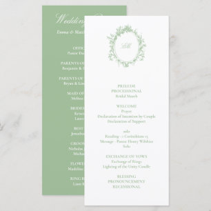 Programa Vitoriano Toile Verde Salvia Francês Casamento