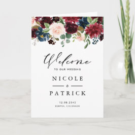 Programa Watercolor Burgundy & Blue Flowers Booklet
