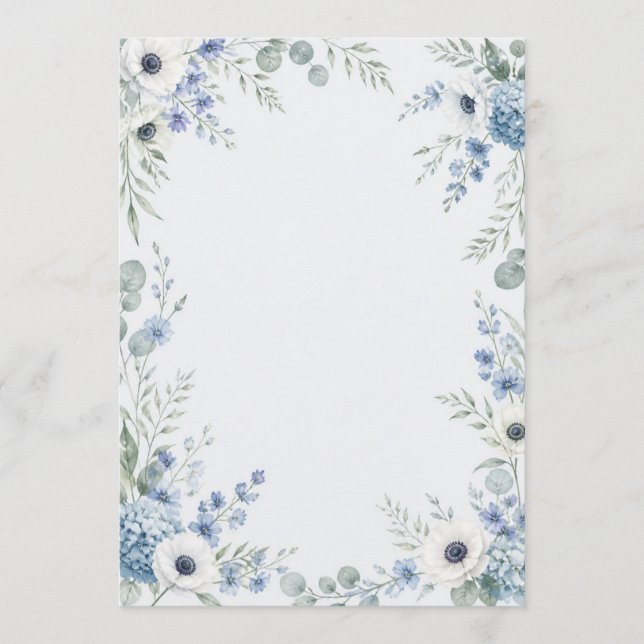 Programa Watercolor Dusty Blue Wedding Program (Frente)