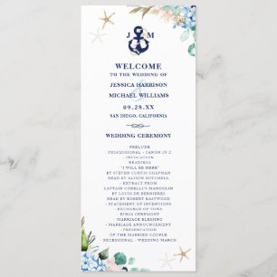 Programa Watercolor Floral Hydrangea Anchor Beach Weding