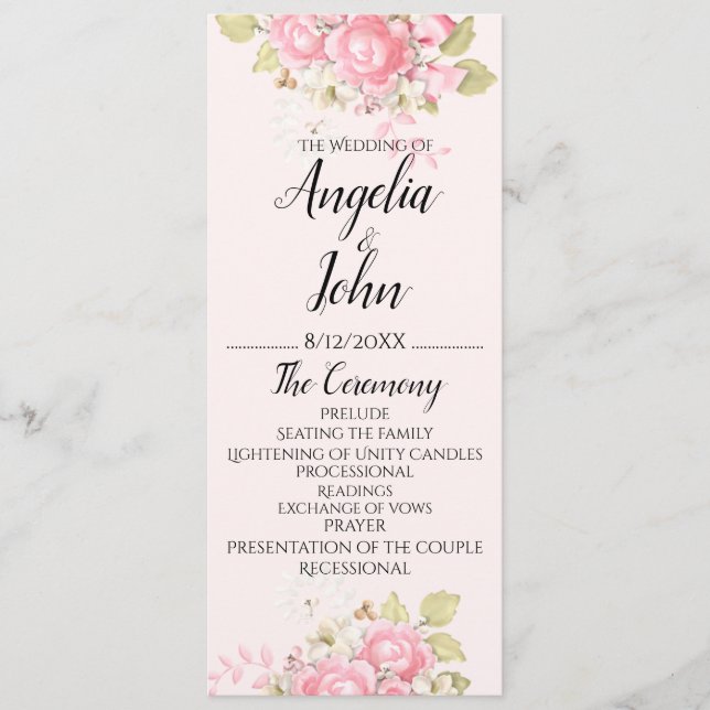 Programa Watercolor Floral Wedding Cermony (Frente)