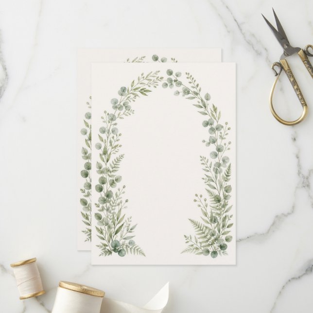 Programa Watercolor Greenery Arch Wedding Program (Frente/Verso In Situ)
