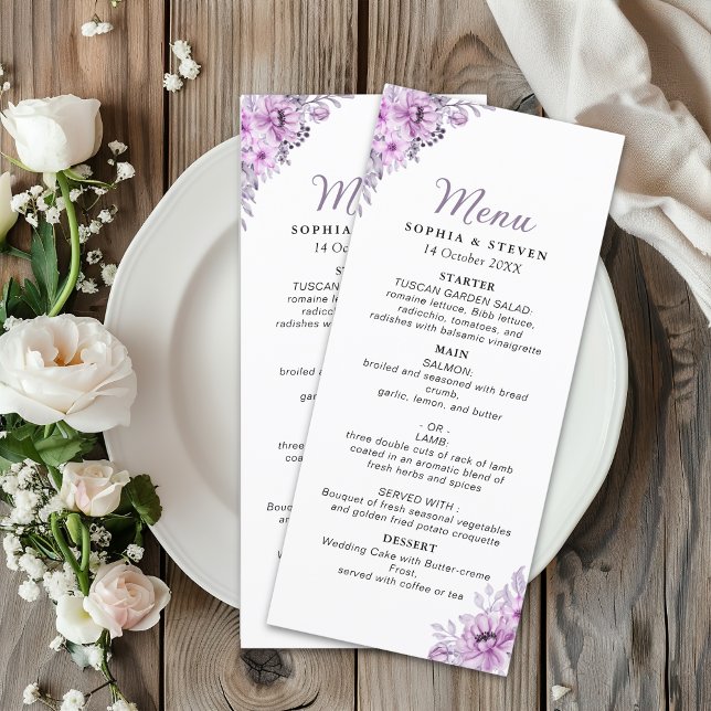 Programa Watercolor Lavender and Violet Floral Wedding  (Criador carregado)