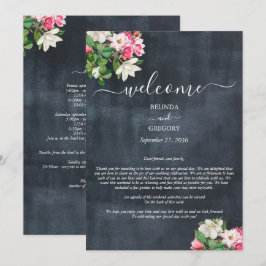 Programa Watercolor Magnolia Flowers Casamento Itinerário