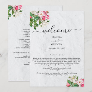Programa Watercolor Magnolia Flowers Casamento Itinerário