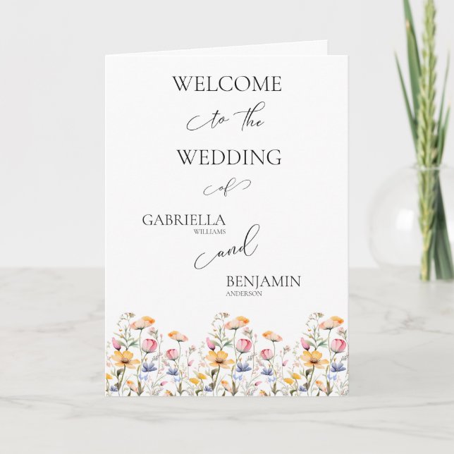 Programa Watercolor Meadow Wildflower Obrigado Casamento (Frente)