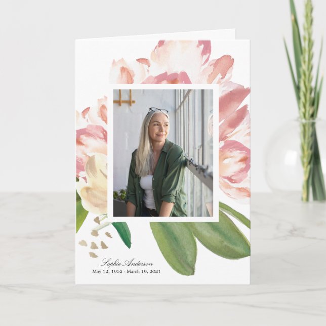 Programa Watercolor Tulips Photo Memorial (Frente)