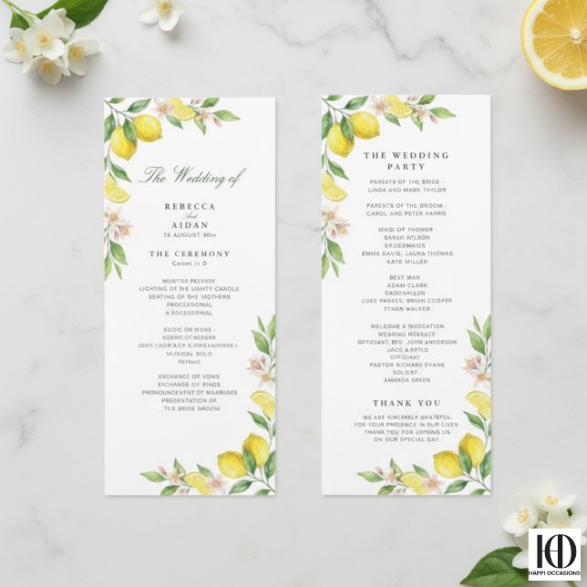 Programa Watercolor Wreath Mediterranean Citrus Wedding (Criador carregado)