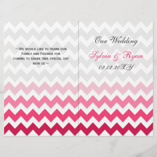 Programa Wedding dobrado Chevron cor-de-rosa de