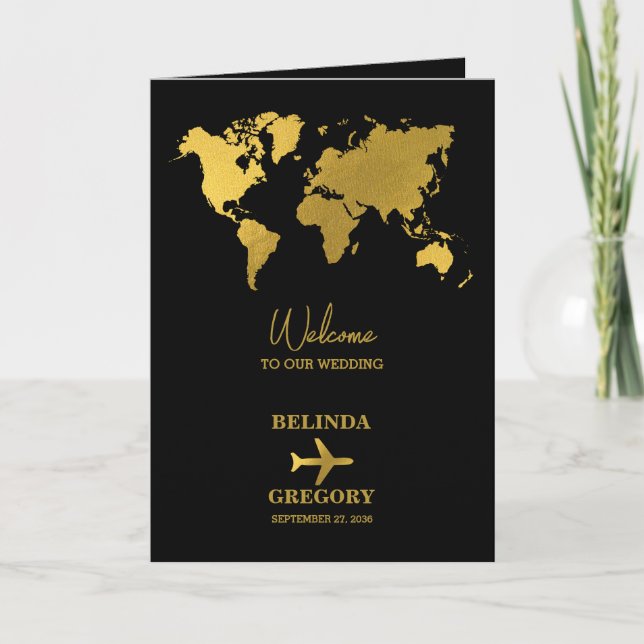 Programa Wedding Passport Black Gold Order of Service (Frente)