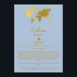 Programa Wedding Passport Gold Dusty Blue Itinerary<br><div class="desc">A dusty blue and gold destination wedding passport design with gold world map, airplane and travel elements. This design is ideal for all Spring, Summer, Fall and Winter destination weddings. An elegant dusty blue and gold wedding travel design with passport layout, world map and custom couple photo. A modern destination...</div>